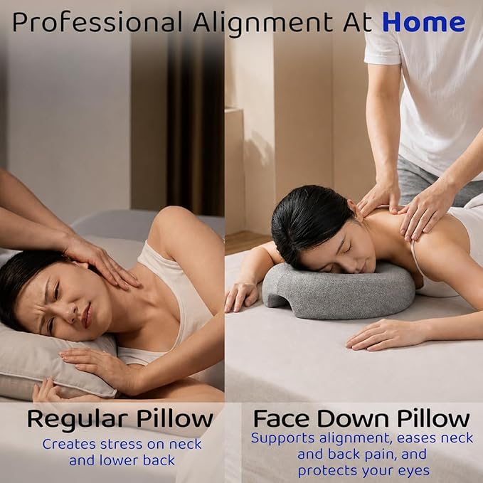 Round Face Down Pillow for Massage, Lash Extensions & Facials – Breathable Prone Support Cushion with Face Hole, Soft Neck & Head Comfort Pillow for Spa, Salon, Tattoo, Stomach Sleeping & Home Use