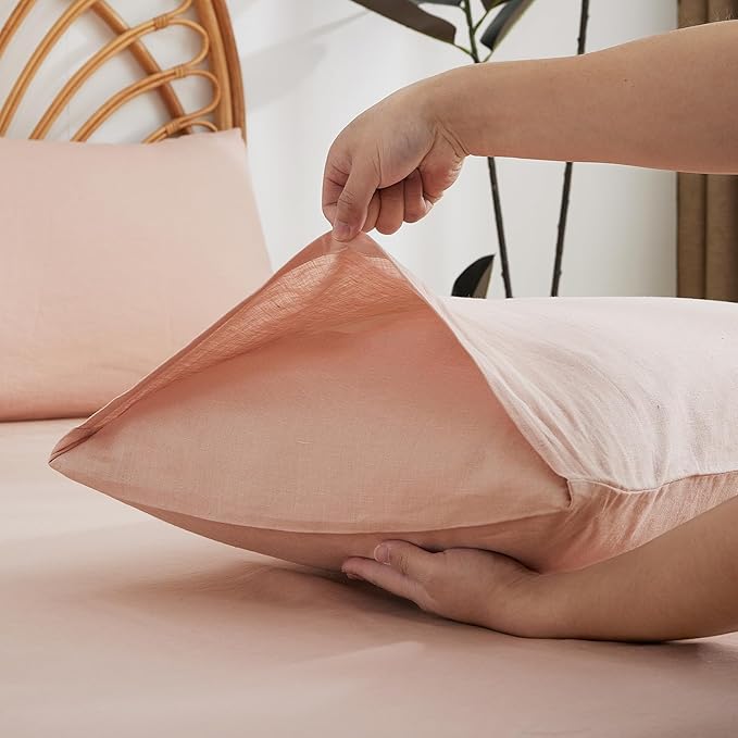 100% French Linen Pillowcase Set of 2, Mothers Day Breathable Envelope Closure Soft Linen Pillow Cover,Soft Luxury Hotel & Home Use, Gift