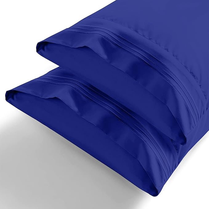 Elegant Comfort Premium Hotel Quality 2-Piece Pillowcase Set, Luxury & Softest 1500 Thread Count Egyptian Quality Bedding Pillowcases, Wrinkle and Fade Resistant,Royal Blue