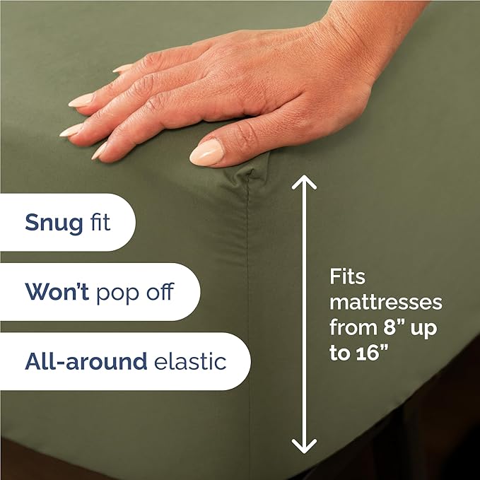 Full 6 Piece Sheet Set - Comfy, Breathable & Cooling - Hotel Luxury Bedding for Women, Men, Kids, Teens & Children - 1 Flat & 1 Fitted Sheet & 4 Pillowcases w/ Deep Pockets - Wrinkle Free - Sage Green