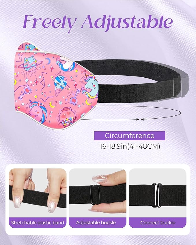 Miss Adola Sleep Mask for Kids - Cute Kawaii Cartoon Silk Sleeping Mask with Adjustable Strap Soft Smooth Light Eye Mask for Sleeping Silk Kids Eye Cover for Boys Girls Teens, Ice Cream Planet