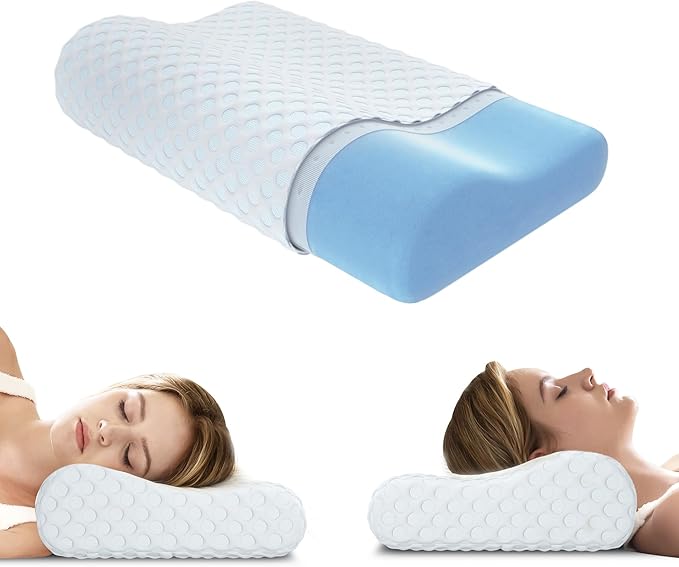 Neck Pillow Memory Foam Contour Pillow for Pain Relief Cervical Pillow for Sleeping, Orthopedic Pillow for Neck and Shoulder Pain, Ergonomic Pillow for Side Back Stomach Sleeper-Queen