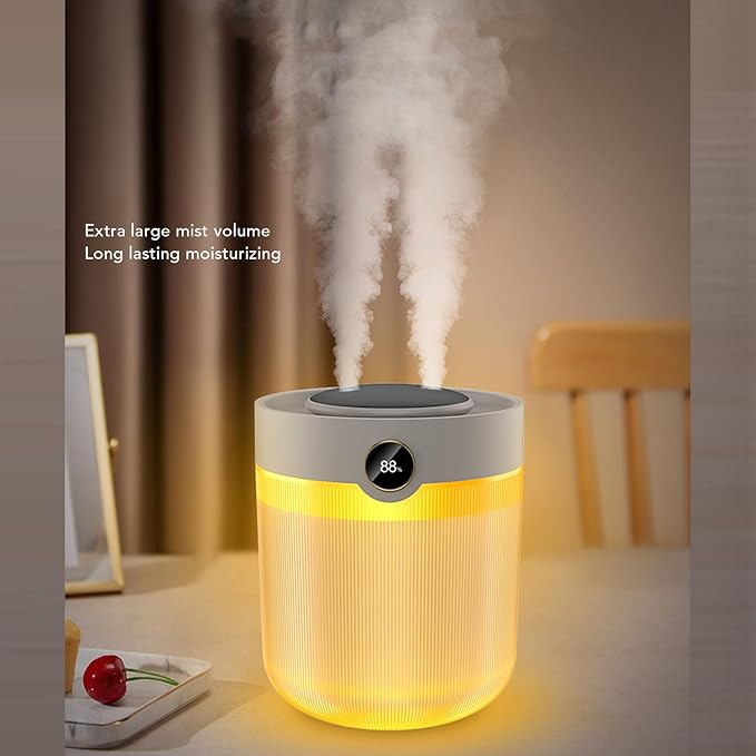 ASHATA 2000ML Dual Mist Top Fill Humidifier & Essential Oil Diffuser with Color LED Lights, 2 Spray Modes, Quiet Cool Mist Humidifiers for Bedroom Office Home