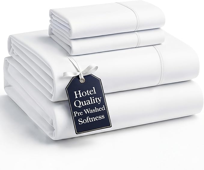 Casa Platino Full Size Sheets, 100% Brushed Microfiber Bedding, 4 Piece Set, Pre-Washed Full, Ultra Soft and Cozy Sheet Set with 15 Inch Deep Pocket – Bed Sheet – White