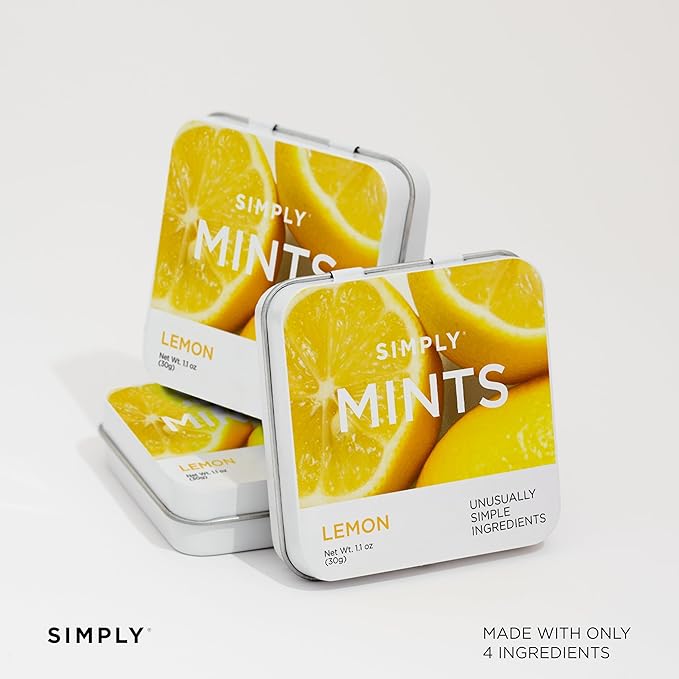 SIMPLY MINTS Natural Lemon Hard Candy, 6 Pack (180 Pieces), Tart and Tangy| Aspartame-Free, Sorbitol-Free, Xylitol-Free, Vegan, Kosher, Non-GMO