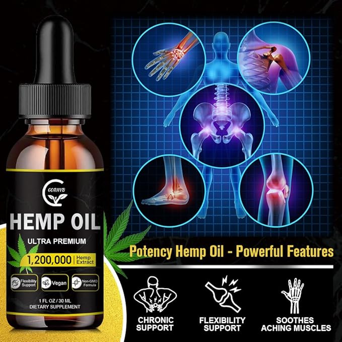 (3-Pack) High Potency Hemp Oil - Maximum Strength, Immune System Support, Focus Calm, Relaxation, Mood, Pure Extract, Organic, Vegan, Non-GMO