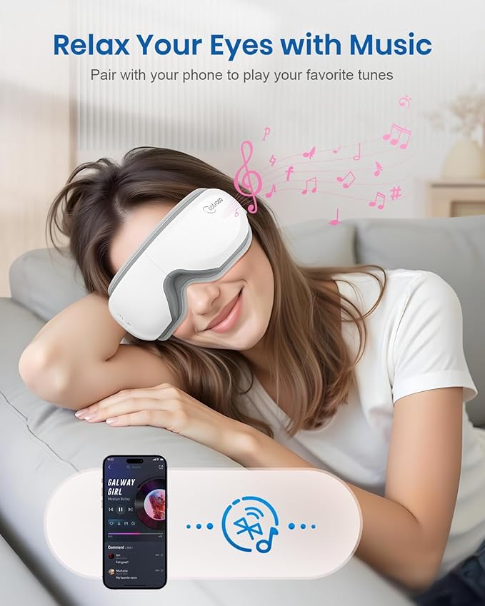 cotsoco Eye Massager with Heat, Remote, and Compression, Adjustable Foldable Sleep Mask for Relaxing Eyes and Better Sleep, Migraine Relief Device, Birthday Gifts for Mother Day Women Men Her Him