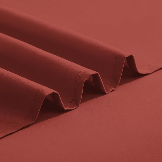 Elegant Comfort Luxurious 1500 Premium Hotel Quality Microfiber Three Line Embroidered Softest 4-Piece Bed Sheet Set, Wrinkle and Fade Resistant, Queen, Rust
