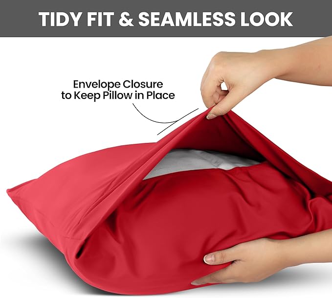 Utopia Bedding Standard Pillow Cases - 2 Pack - Envelope Closure - Soft Brushed Microfiber Fabric - Shrinkage and Fade Resistant Pillow Covers Standard Size 20 X 26 Inches (Standard, Red)