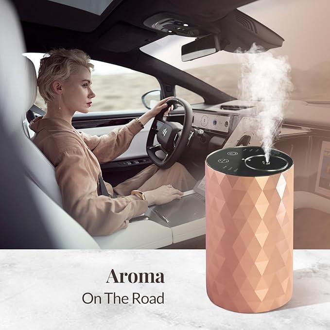 Waterless Essential Oil Diffuser - Rose Gold Portable Aromatherapy Scent Machine with 3 Mist Modes & Timer