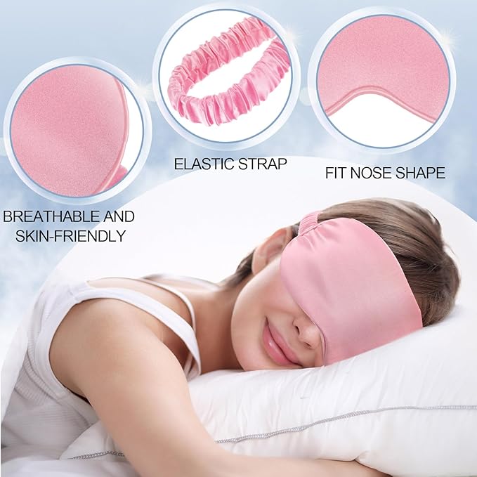 Geyoga 24 Pcs Silk Sleep Masks Soft Satin Eye Masks for Sleeping with Adjustable Elastic Strap Comfortable Blindfold Eyeshade for Men Women Travel Nap Night Sleep(Black, Grey, Green, Pink)