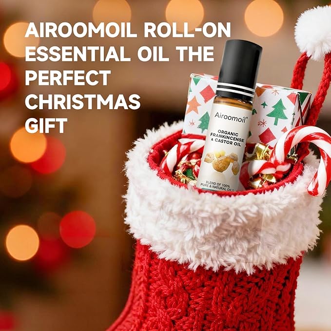 Organic Castor and Frankincense Roll-on Oil, 10 mL, Natural Plant Blend, Convenient Rollerball Design, Travel Size for Aromatherapy, Meditation, Yoga Relaxation, Revitalize Skin, Lady Gift