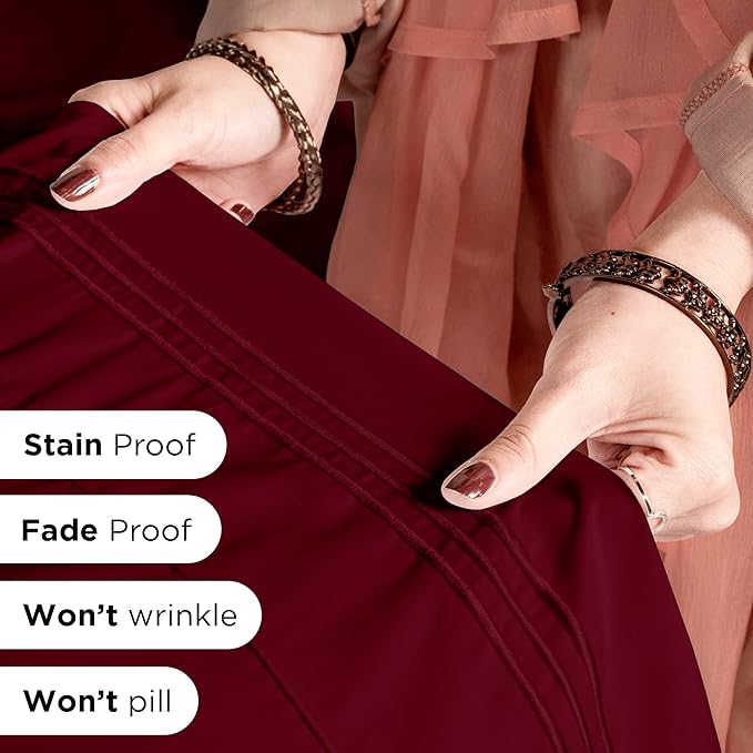 ROYALE LINENS 4 Piece Cal King Sheets Set - Soft Brushed 1800 Microfiber - 1 Fitted, 1 Flat Sheet, 2 Pillow Cases - Wrinkle Free & Fade Resistant - Hotel Luxury Bed Sheets (Burgundy, Cal King)