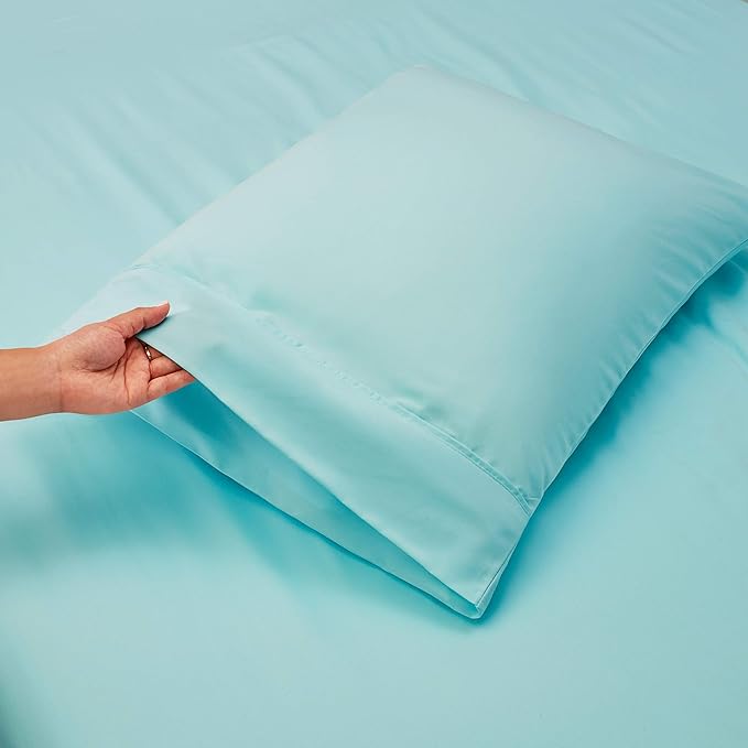 Hearth & Harbor Extra Deep Pocket Sheets - Fits Mattress 18-24 Inches Deep - Extra Deep Pocket California King Size - 6 Piece Cal King Sheets - Cal King, Aqua Blue