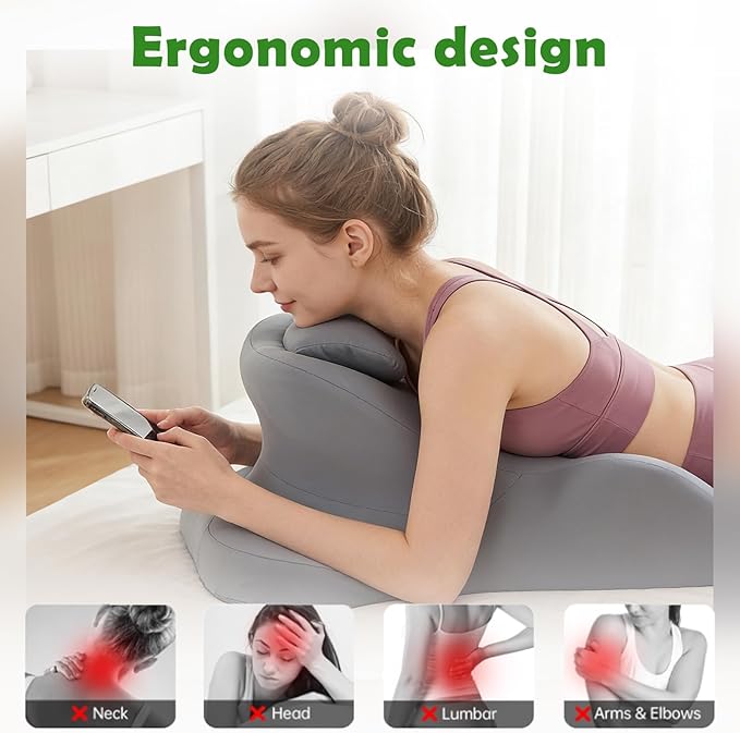 RSN Ergonomic Memory Foam Wedge Pillow, 27° Angled Support for Neck, Back, Waist & Leg Pain Relief, Multi-Position Prone Pillow with Removable Cover (Black, OneSize)