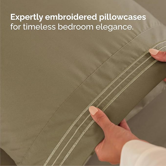Cal King Size 4 Piece Sheet Set - Comfy Breathable & Cooling Sheets - Hotel Luxury Bed Sheets for Women & Men - Deep Pockets, Easy-Fit, Extra Soft & Wrinkle Free Sheets - Khaki Oeko-Tex Bed Sheet Set
