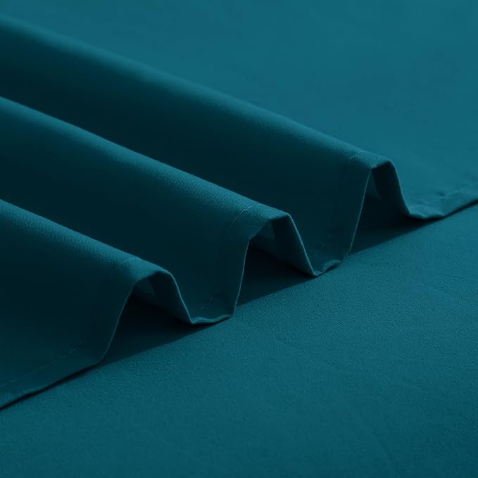 Elegant Comfort Luxurious 1500 Premium Hotel Quality Microfiber Three Line Embroidered Softest 4-Piece Bed Sheet Set, Wrinkle and Fade Resistant, Full, Marine Teal