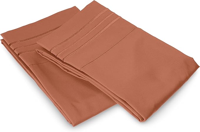 Elegant Comfort Luxury Ultra-Soft 2-Piece Pillowcase Set - 1500 Premium Hotel Quality Microfiber Double Brushed - Wrinkle Resistant, Standard/Queen, Coral