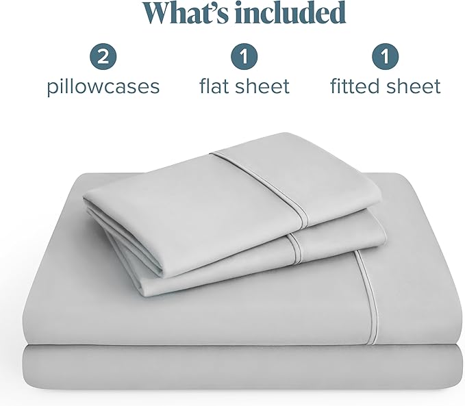 Bare Home Hotel Luxury Twin Sheet Set, Extra Soft - 4 Piece Set - Deep Pockets - Easy Fit - Cooling & Breathable - Wrinkle, Fade, Stain Resistant - Includes 2 Pillowcases (Twin, Cloud Grey)