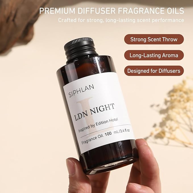 LDN Night Hotel Collection Diffuser Oil – 100mL Luxury Aromatherapy Essential Oil for Diffusers & Waterless Diffusers – Premium Fragrance for Home & Office