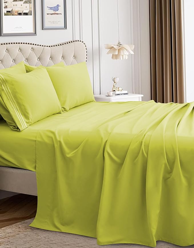 Mocassi Pillowcases 1800 Premium Hotel Quality - Easy Care, Smooth Weave, Wrinkle and Stain Resistant, Easy Slip-On, 2-Piece Set, Standard/Queen Pillowcase, Pistachio Green