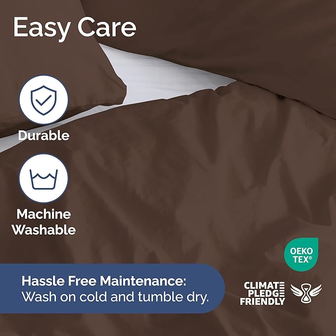 Duvet Cover King Size Set - Extra Soft King Duvet Cover 104" x 90" with 2 Pillow Shams - Hotel Luxury, Easy Care and Fade Free w/ Zipper Closures & Ties - All Season, Comfy, Cozy & Breathable (Brown)