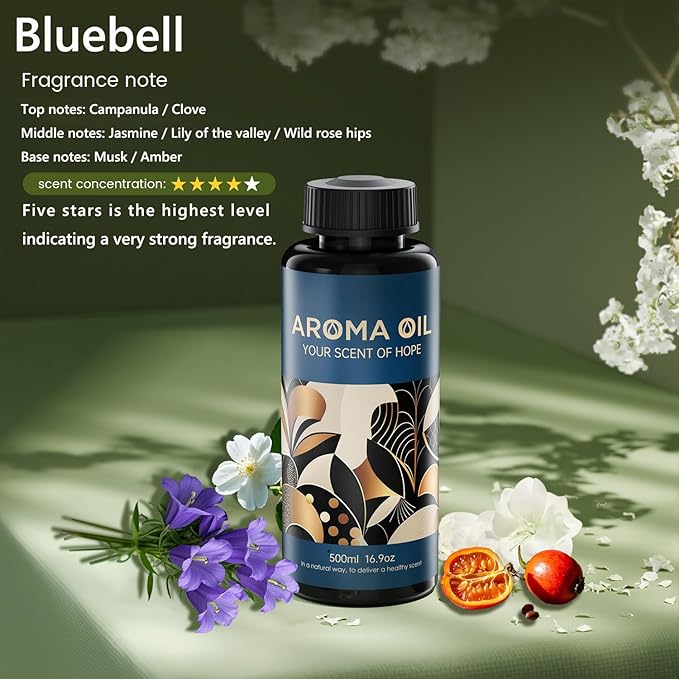 Essential Oils Set,16.9 fl oz (500 ml) Bluebell Scent,Hotel Collection Diffuser Oil Suitable for Your own Candles, Soaps, air freshener Spray, and Essential Oils for Commercial Aroma Diffuser