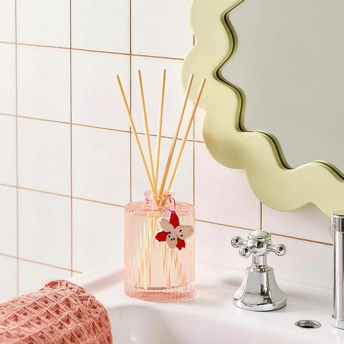 COCORRÍNA Reed Diffuser Set, 6.09 fl oz Peony Blossom Oil Diffuser with 8 Reed Sticks, Long-Lasting Home Fragrance for Bathroom Bedroom Office