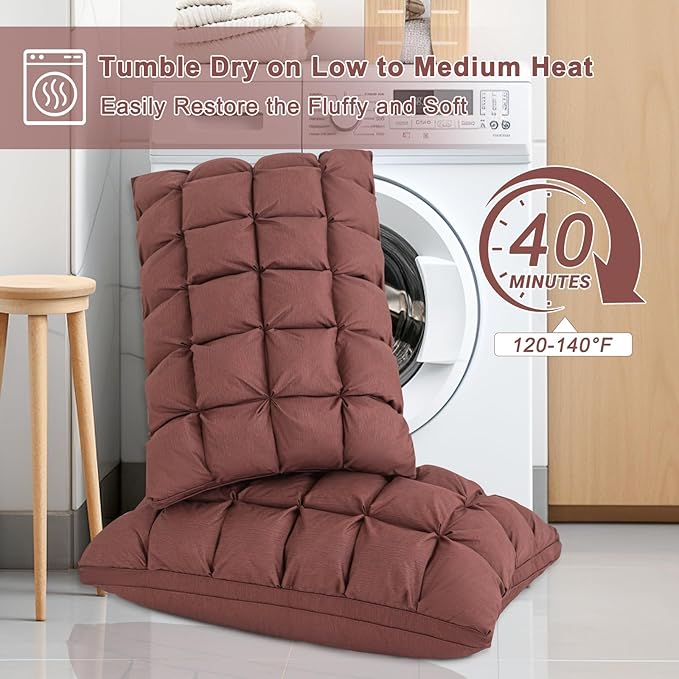 YOUR MOON Soft Pillows King for Sleeping, Support Bed Pillows, Fluffy Down Alternative Pillow, Luxury Hotel Gel Standard Pillows for Side Sleeping (Brown)
