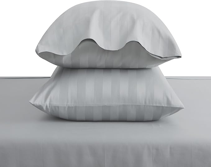 100% Egyptian Cotton Pillow Cases Set of 2, King Size 400 Thread Count Cooling Pillowcases, Soft and Breathable Pillow Covers with Envelope Closure, 20x40 Inches (King 40", Striped Gray)