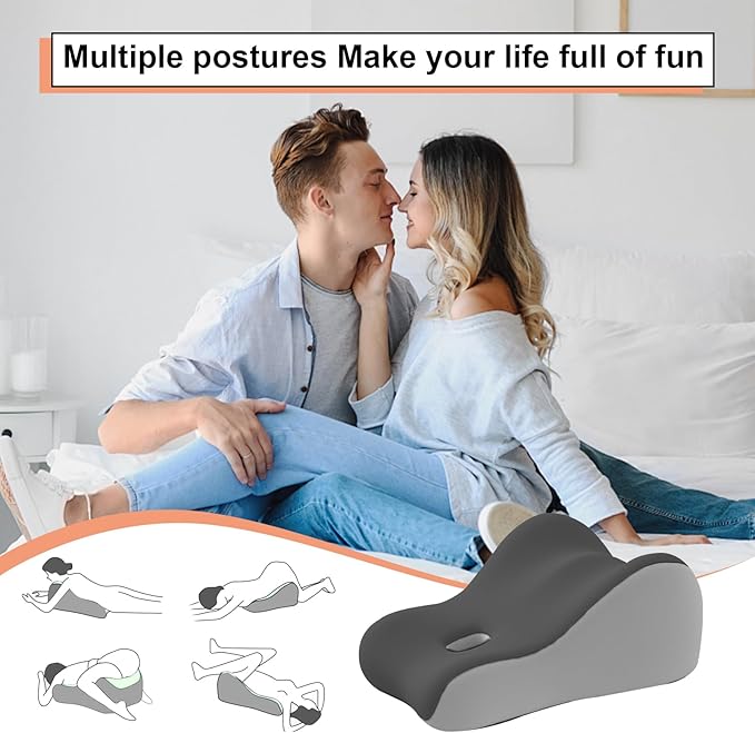 Intimacy Support Wedge Pillow for Couples, Memory Foam Positioning Cushion for Back, Neck & Waist Pain Relief with Washable Cover, Portable Design for Relaxing, Reading & Adult Play-Green