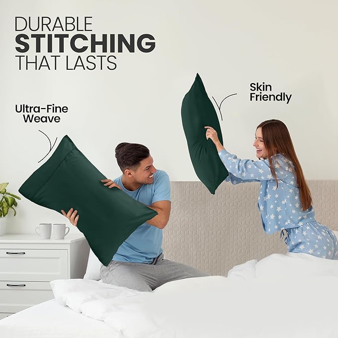 Utopia Bedding King Pillow Cases - 2 Pack - Envelope Closure - Soft Brushed Microfiber Fabric - Shrinkage and Fade Resistant Pillow Covers King Size 20 X 40 Inches (King, Emerald)