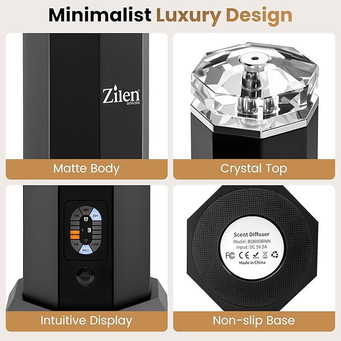 Limited Edition Design - Waterless Essential Oil Diffuser – 3600mAh Rechargeable Nebulizing Cold Air Scent Machine, Portable Luxury Crystal & Steel Design, Covers Up to 1,000 Sq Ft for Large Rooms