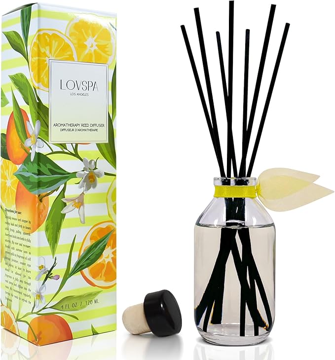 Reed Diffuser Set, Sage & Citrus Scented Oil Diffuser with Sticks, Home Fragrance Accessories for Bathroom Shelf Decor, Aroma Diffusers for Home or Office Desk, USA Made