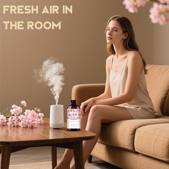 Cherry Blossom Essential Oil – MLYNKL Cherry Blossom Oils 4.33 fl oz for Diffusers, Humidifiers, Massage, DIY Candles, Soap, Cleaning, Home, Yoga, Office, Gifts - 130 ml