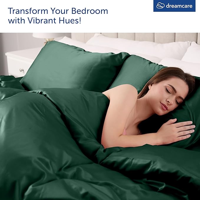 DREAMCARE Queen Sheet Set - 6 pcs Breathable Cooling Bed Sheets - up to 15" Deep Pocket Queen Sheets Set with Side Pockets - Extra Soft 100% Brushed Hypoallergenic Hotel Luxury Bedding - E Green