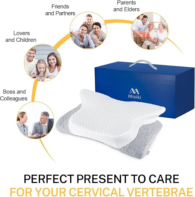 Contour Memory Foam Pillow, Cervical Pillow for Neck Pain Relief, Ergonomic Pillow for Sleeping, Orthopedic Neck Pillow with Washable Cover, Bed Pillows for Side, Back, Stomach Sleepers