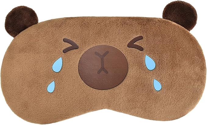 Cute Animal Sleeping Mask Sleep Mask, Funny Capybara Eye Masks for Travel Nap Sleeping Blindfold Eye Cover Eyeshade for Adult Teens Men Women - Sad Capybara, Brown