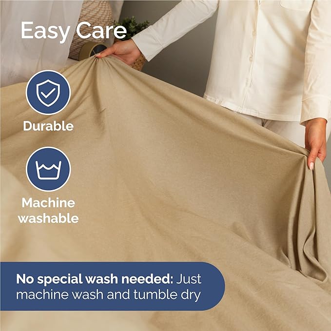 Full Size 4 Piece Sheet Set - Comfy Breathable & Cooling Sheets - Hotel Luxury Bed Sheets for Women & Men - Deep Pockets, Easy-Fit, Soft & Wrinkle Free Sheets - Heathered Tan Oeko-Tex Bed Sheet Set