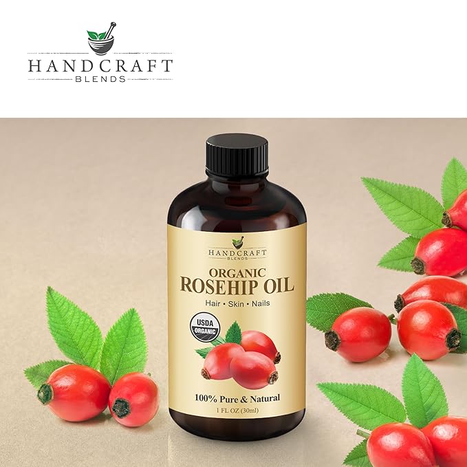 Handcraft Blends Cold-Pressed Organic Rosehip Oil | 1 Fl Oz | 100% Pure and Natural | Premium Grade Oil | Face, Skin and Hair | Protect | Nourish | Carrier Oil