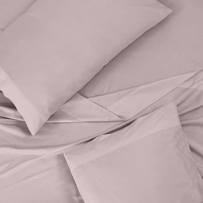 ROYALE LINENS 300 Thread Count 100% Long Staple Combed Cotton Sheet Set - 4 Piece Full Bed Sheets - 1 Fitted, 1 Flat, 2 Pillow Cases -Soft Cool & Crisp Sheet Set (Full, Lavender)