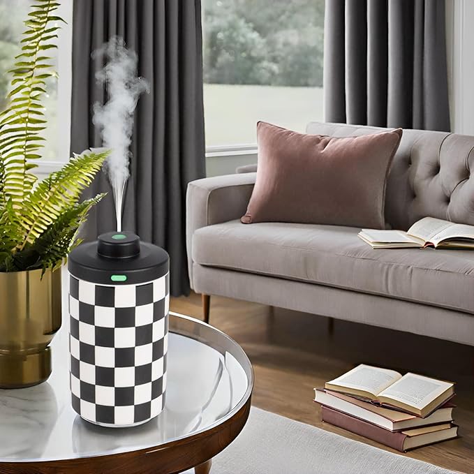 Waterless Diffuser for Essential Oils Battery Operated Nebulizer,Mini Portable Whisper Quiet Scent Air Machine with 3 Mist Settings for Home,Cars,Office (White and Black Ceramic)