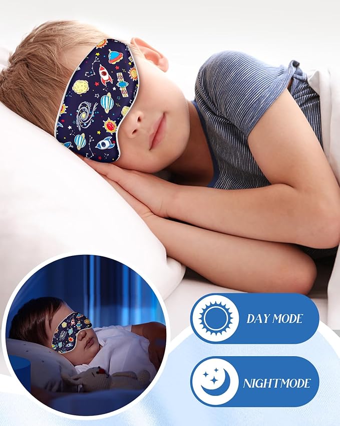 Miss Adola Sleep Mask for Kids - Cute Kawaii Cartoon Silk Sleeping Mask with Adjustable Strap Soft Smooth Light Eye Mask for Sleeping Silk Kids Eye Cover for Boys Girls Teens, BU Sky Rockets