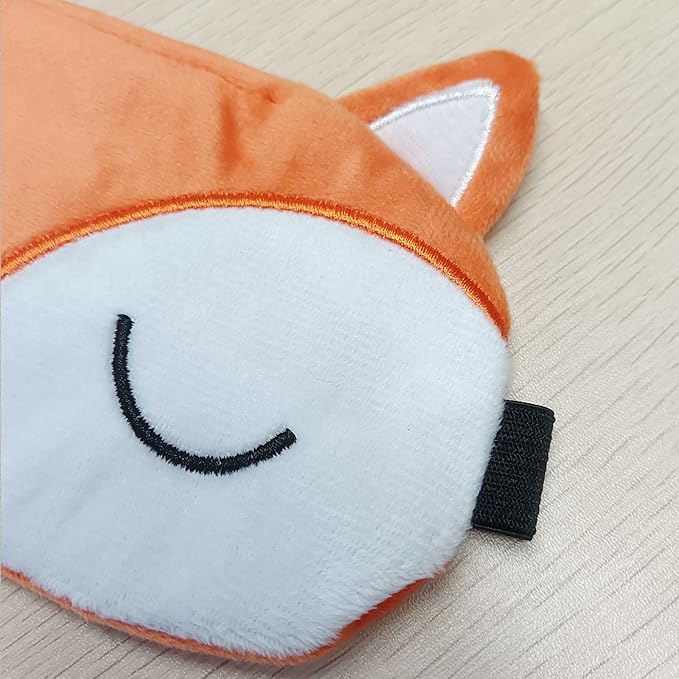 Cute Animal Sleeping Mask Soft Plush Blindfold Cute Rabbit Panda Koala Eye Cover Eyeshade for Kids Teens Girls Women (Orange Fox)
