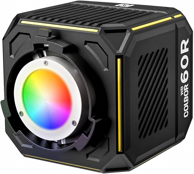 COLBOR 60W LED Video Light, Portable RGBCW COB Light with Built-in 59Wh Battery, 2700K-6500K Bi-Color & Full Color, CRI 96+, App Control, Support PD/DC Power, Photography Light for Outdoor Studio