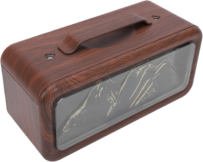 CCYLEZ 600ml Essential Oil Diffuser Humidifier Quiet Cool Mist with Dual Spray Mode, Adjustable Night Light with 3 Color Lighting USB Portable for Home Auto Shut Off (Dark Wood Grain)