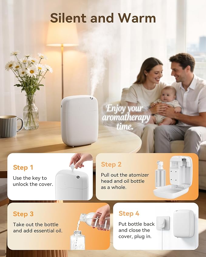 Waterless Essential Oil Diffuser, Smart Bluetooth Aromatherapy Diffuser with App Control, 400ml Large Capacity and 3000 sq ft for Home, Hotel, Office, Spa, Silent Auto Mode & Timer Controlled