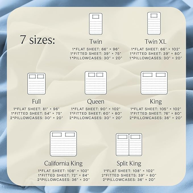 LuxClub 4 PC Queen Sheet Set, Breathable Luxury Bed Sheets, Deep Pockets 18" Wrinkle Free Cooling Sheets Machine Washable Hotel Bedding Silky Soft - Sky Queen