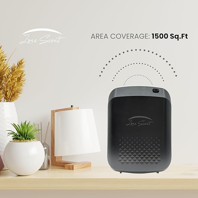 Smart Essential Oil Diffuser for Home and Commercial Use – 1500 Sq Ft Cold Air Scent Machine – Waterless, Quiet, Safe, App-Controlled Aroma Diffuser – ZS-01F (Black)