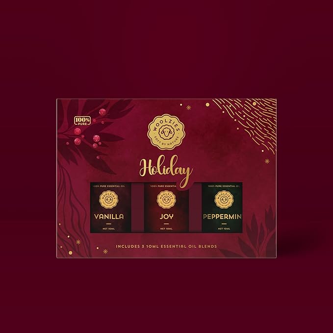 Holiday Essential Oil Set | Seasonal Essential Oils & Blends | Aromatherapy for Winter & Christmas | Perfect for Diffusers, Relaxation, and Holiday Gifts (3 Pack, Holiday Red)